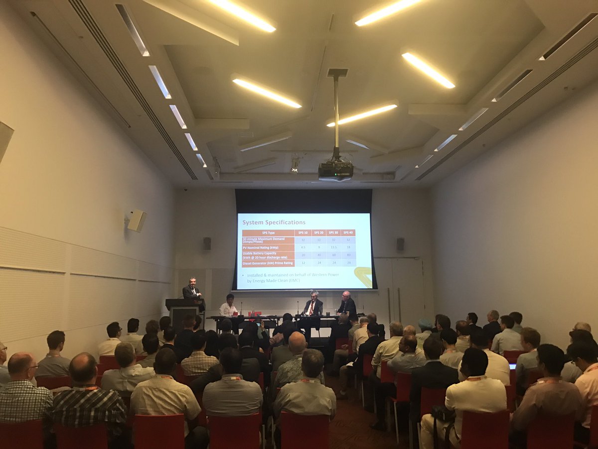 ElectricEnergyS's tweet photo. Dr Sean McGoldrick from @westernpowerwa enthralling a packed room on stand alone power systems #EECON https://t.co/BjD8gqsuh8