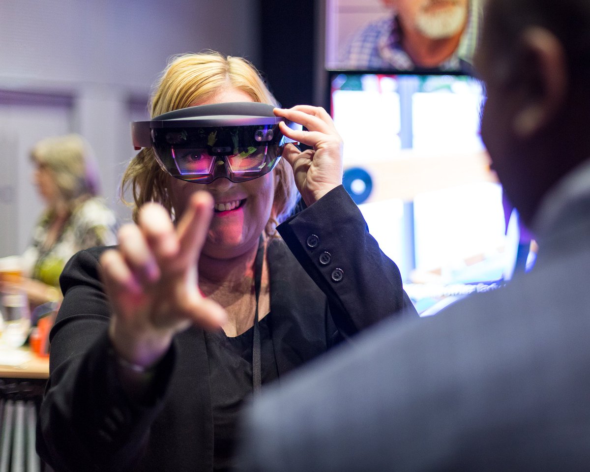 AgeingWell17's tweet photo. Delegates are getting a first-hand experience at in-home support using the Silver Chain mixed reality technology.  So much inspiration at this conference @SilverChainAUS #SilverChainAUS #AgeingWell17 https://t.co/9fY1AbyZrA