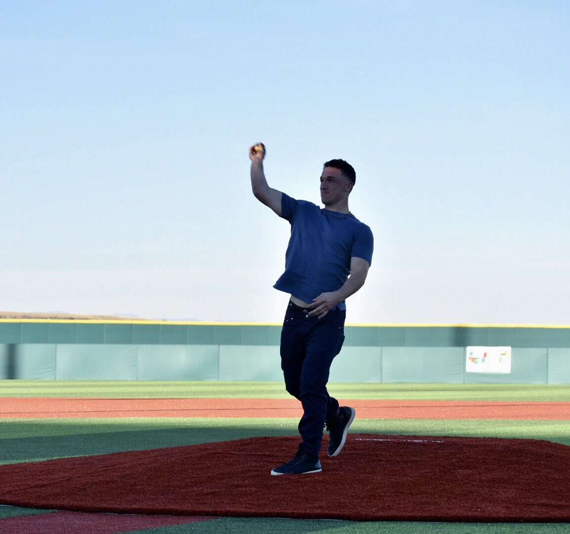 ABQCityCouncil's tweet photo. City Councilors @LewisABQ, @_Brad_Winter, &amp; Ken Sanchez join @Mayor_Berry in welcoming World Series Champ @ABREG_1 to throw out first pitch at the new #ABQ Regional Sports Complex https://t.co/GjcSbLCHWR
