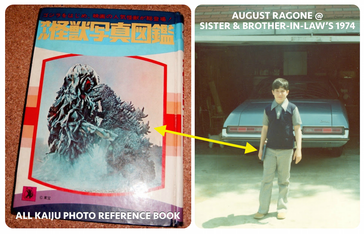 RagoneAugust's tweet photo. CONFESSIONS OF A KID KAIJU COLLECTOR: Here I am (yes, that's me) with my second Japanese-published Godzilla book, purchased from Kinokuniya at San Francisco's Japantown in late 1973 (I remember that day as if it happened only ten years ago). #Godzilla4Life #CollectingBeforeU https://t.co/SNQW6NsIm3