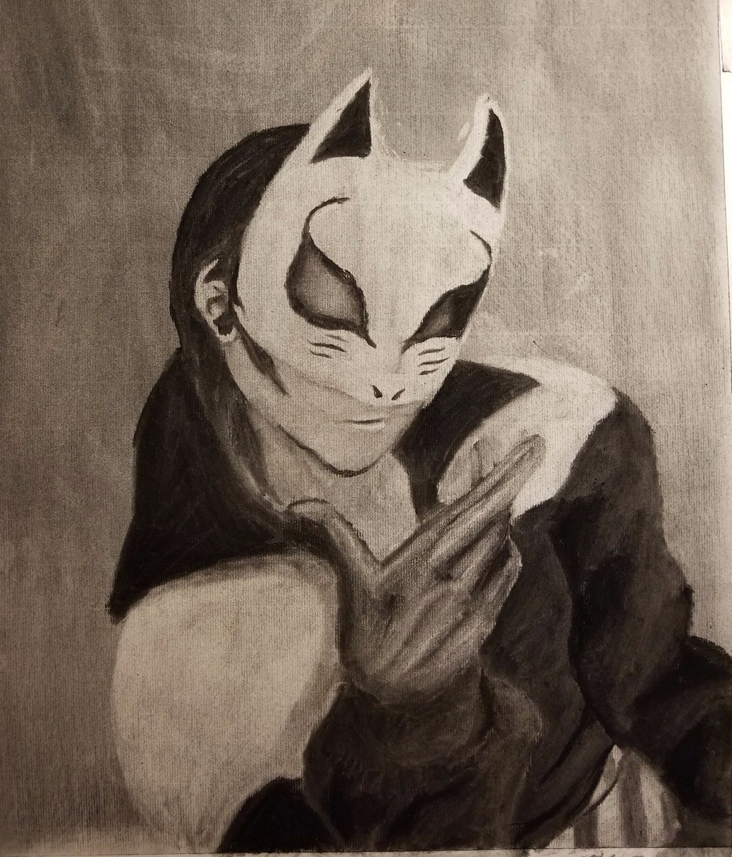 Dedwrekka's tweet photo. Charcoal on Paper. @Kathleen_LRR 's amazing Persona 5 Yusuke cosplay on #DesertBus2017. The cosplay was created and shipped in several days by Setra Lynn of Better Than Toast Cosplay https://t.co/GABPJLQX3S . (yes I added the belt)
#DB2017 https://t.co/O9JkYboQjt