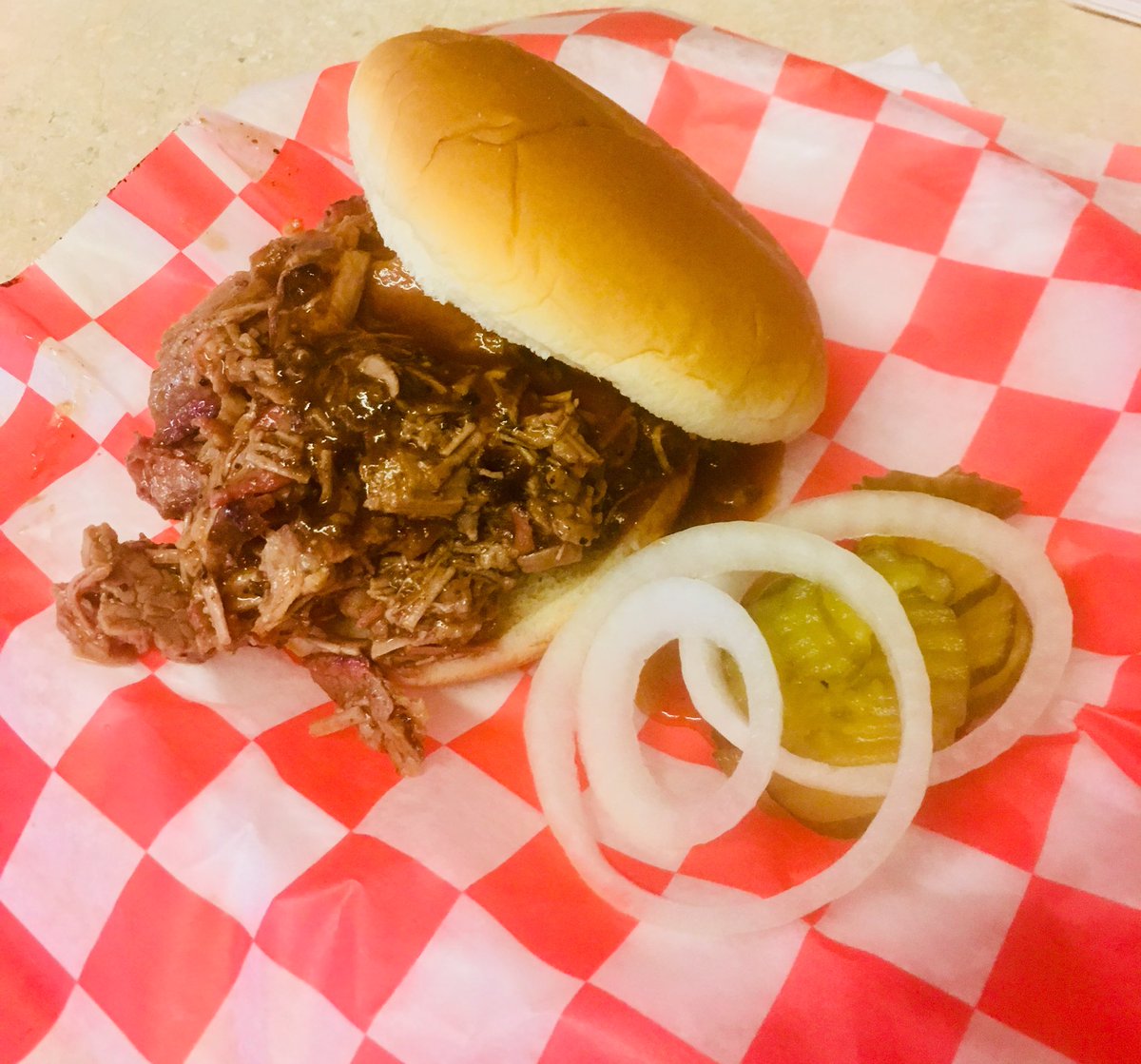 BBQBMiller's tweet photo. These are great! Chop beef sandwiches 🥪 at Big Vinny’s! Simple and delicious! Happy Thanksgiving Eve! #bigvinnysbbq #redshedtavern #hudsonsmeatmarket #thanksgiving #bbqbrian #bbq #brisket #bitesquad #grubzone #ubereats #ribs #sausage #southcongress #southaustin #catering #mmm https://t.co/dXYOwLeiYn