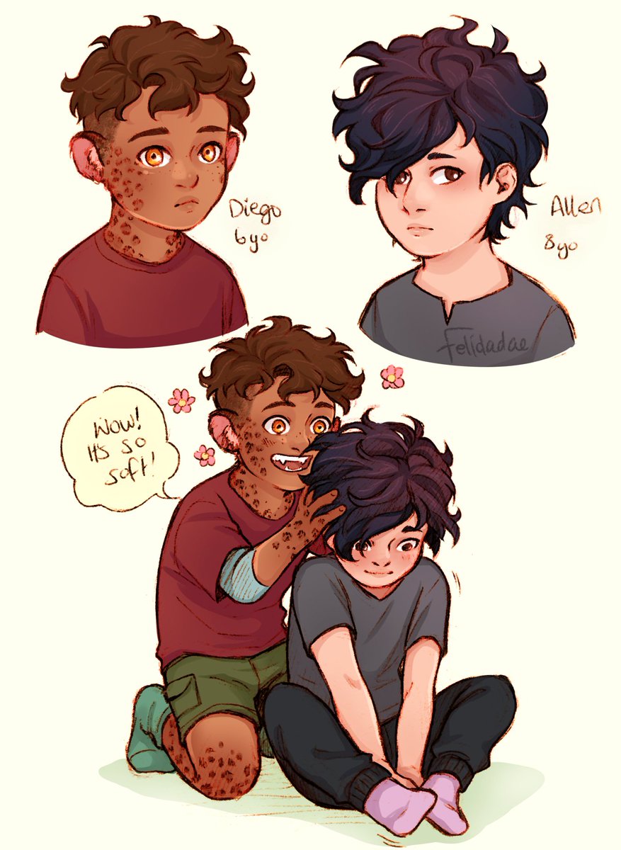 [OCs] Diego was the taller one when they were lil'uns, but fast forward 14 years and the tables turned (Allen's only partly supernatural, Diego's a jaguar shifter 🐾)