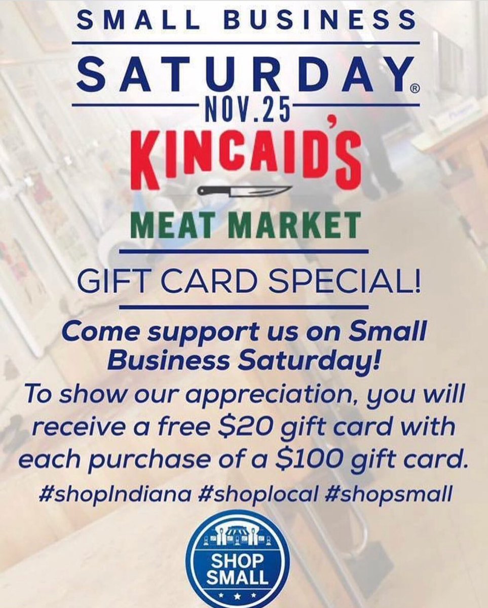 Come see us this Saturday, Nov. 25th! 
For #SmallBusinessSaturday! To show our appreciation, you will receive a free $20 gift card with each purchase of a $100 gift card! Thank you for supporting us Indianapolis!
#SmallBusiness #ShopLocal #ShopIndiana