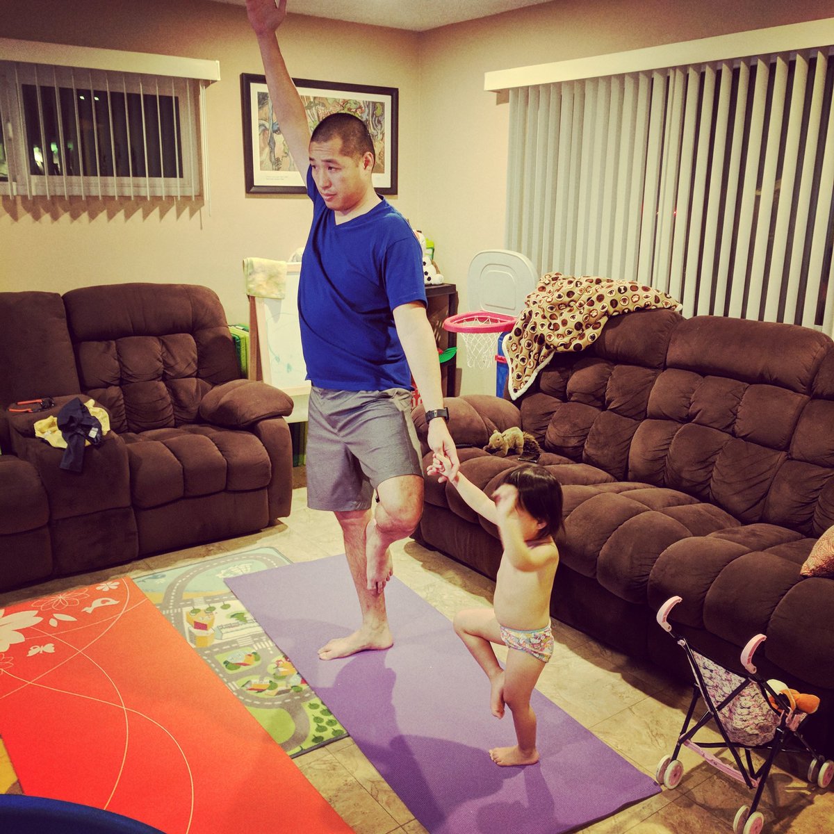 pewithmrt's tweet photo. As I have transitioned into school leadership, I've noticed that I am not as active as I was as a physical educator. Additionally, being a Daddy has made free time to exercise more difficult.

Solution Daddy and me yoga!

#physed4life #physicalliteracy #physedfather #yogababy https://t.co/nMYzwr2Ri3