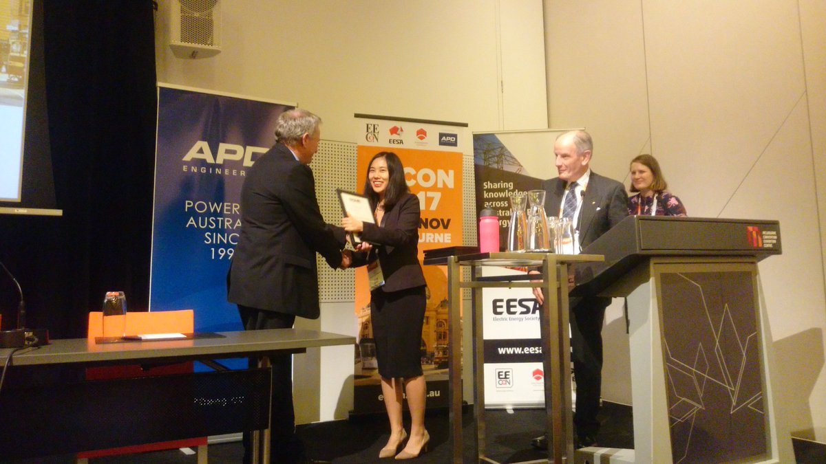 ElectricEnergyS's tweet photo. Congratulations to Han Wang from @unimelb on winning best student poster at #EECON https://t.co/wcAgQJmCR6