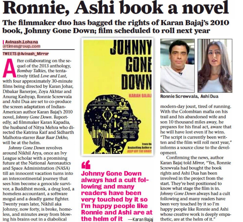 ... Karan Bajaj's 2010 novel Johnny Gone Down ...