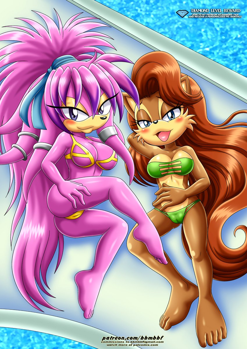 RyanicDark1's tweet photo. 10th Diamond Reward May 2017: Sally and Julie-Su M25YL Milfs. Based off a panel from the Archie Sonic Comic. I especially love that their bikini colors are the same as the one in the panel. ❤️ https://t.co/mMLLsVUSOv