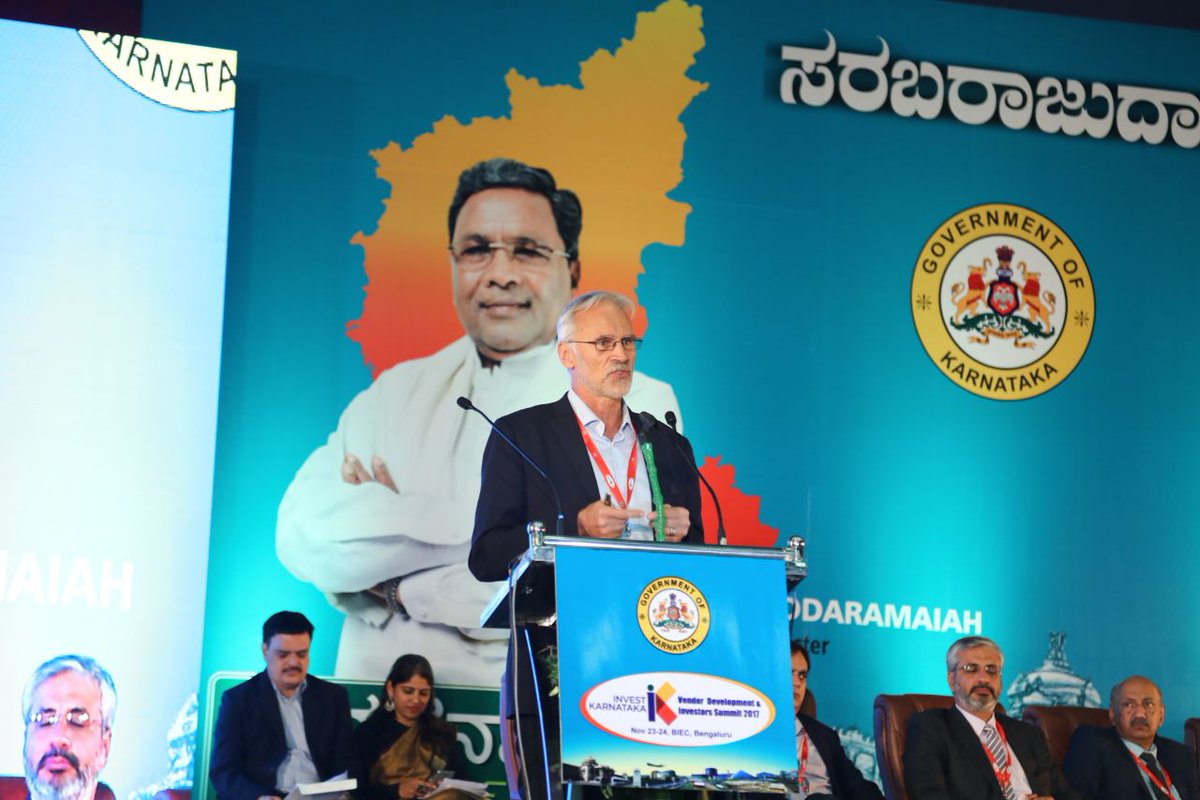 investkarnataka's tweet photo. Stefan Palskog, President @ScaniaGroup India, speaking at the opening ceremony of #VDIS2017 https://t.co/bJb9AOHYiS