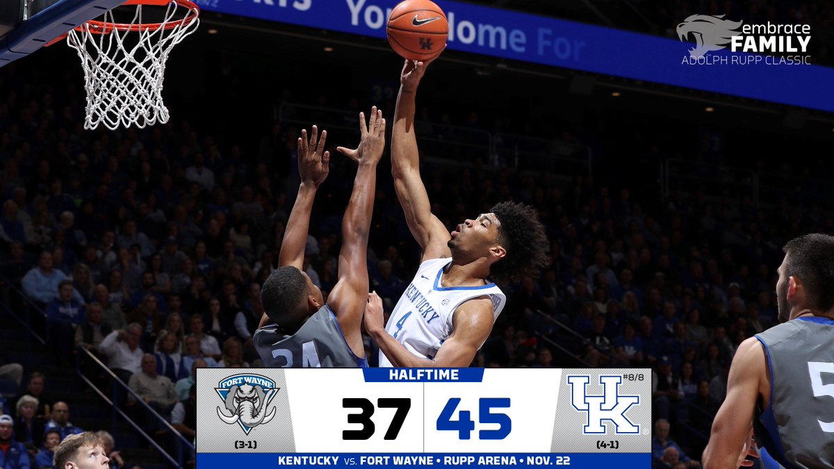 KentuckyMBB's tweet photo. The Cats close the first half on a 9-0 run. 
#FWvsUK https://t.co/AcfBcHEnxl
