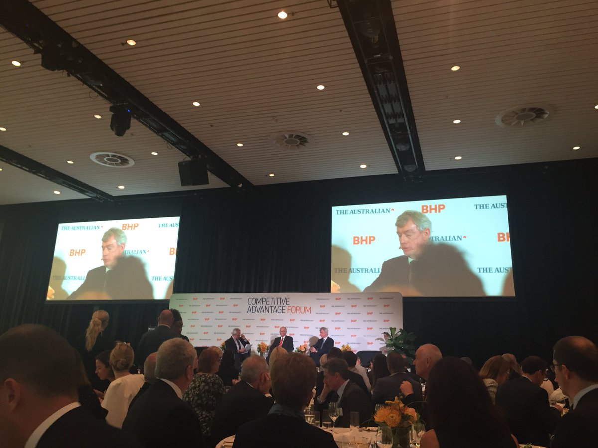 parnellpalme's tweet photo. The challenge is not between the big four banks but from competitors in fintech. We can’t know what 2030 will look like, says Ken Henry #advantage2017 https://t.co/RkXYhhecu6