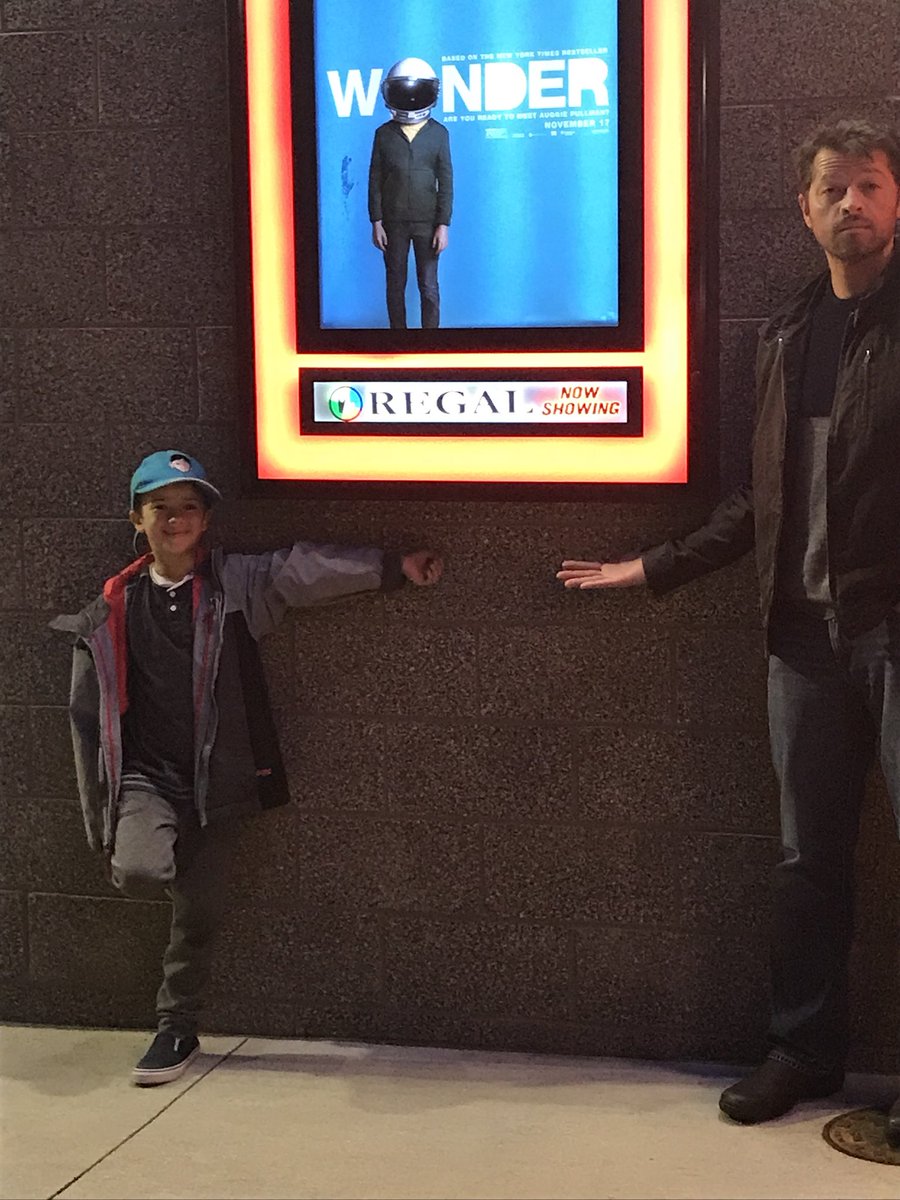 mishacollins's tweet photo. My son only teared up during the last scene. I cried for the duration of the movie. Thank you, @RJPalacio. https://t.co/0dFohBe6S9