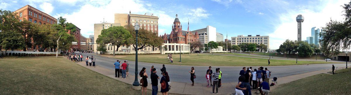 CodyBLoveland's tweet photo. Dealey Plaza, the Book Depository, the grassy knoll... Nov. 22, 1963, President John F. Kennedy is assassinated in #Dallas at this spot. #jfk #nov221963 #dealeyplaza #texas #dallastexas #cblphoto #photography #history #historical https://t.co/8Xb1l6JM0Z