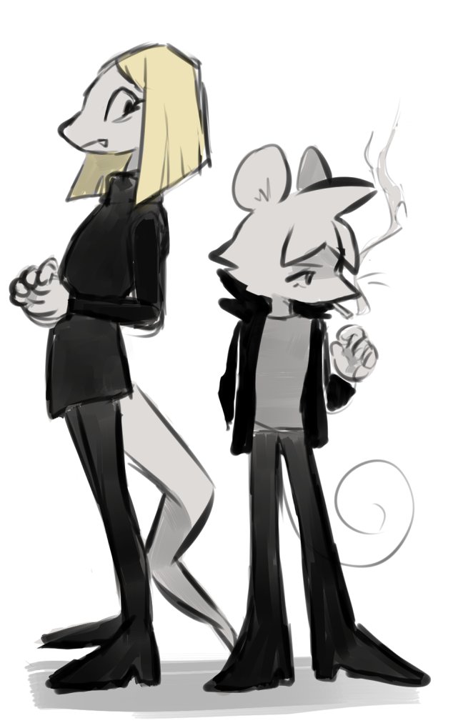 doodles of snake and mouse from @frogbiansVEVO's game, breakdown city. its really sweet! 