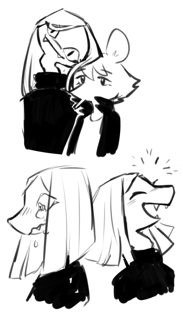 doodles of snake and mouse from @frogbiansVEVO's game, breakdown city. its really sweet! 