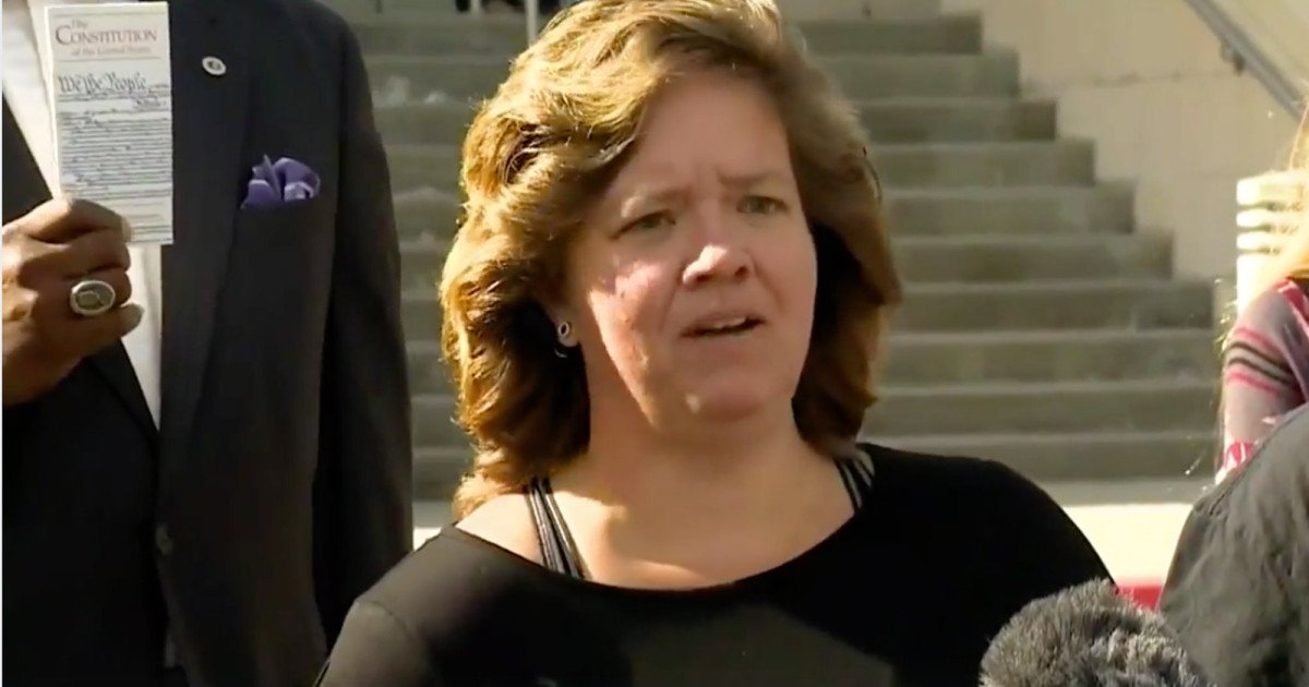 MotherJones's tweet photo. A Texas sheriff threatened this woman for having a “F**K TRUMP” bumper sticker. Her new sticker says F**k the sheriff https://t.co/7RymDTBhCz https://t.co/9Ul35O9OBD