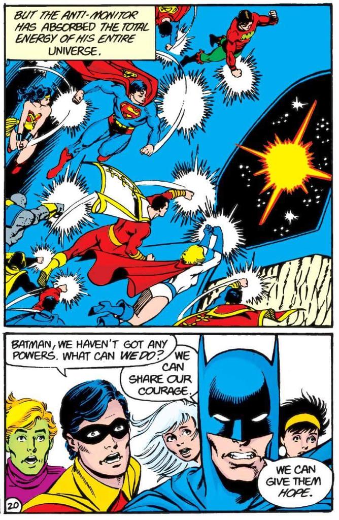 SomeGuyWhoRants's tweet photo. Crisis on Infinite Earths #10

Those days before all the "#Batman can beat anyone" nonsense. 

#JusticeLeagueMovie  #JusticeLeague https://t.co/OgkjHfx3KO