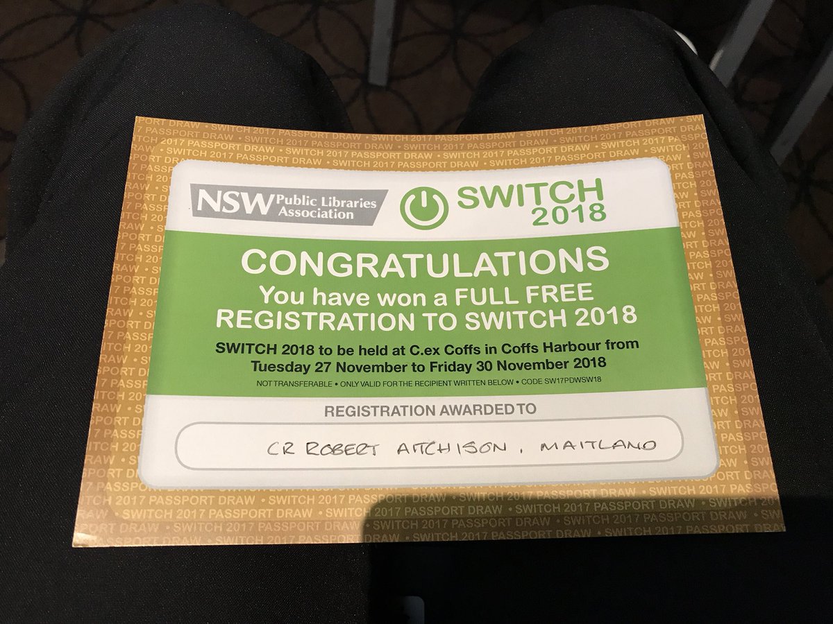 990roberta's tweet photo. Winner Winner chicken dinner , thank you NSW Public Libraries Association #SWITCH2017 https://t.co/qlQMWRTmO5