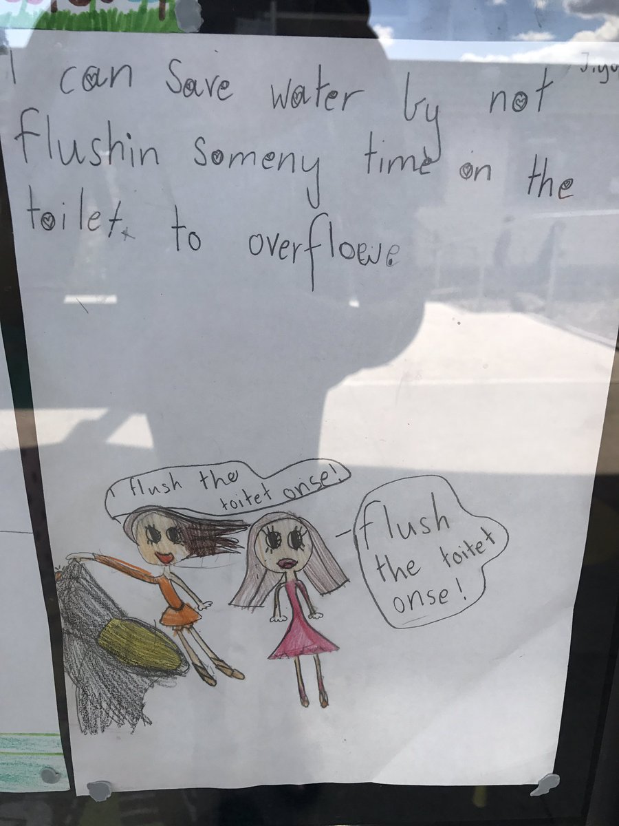 AmyGalea7's tweet photo. "I can save water by only having a quick shower to make me clean" "I can save water by not flushing so many times on the toilet" 
"I can save water by pouring my dogs old water into the garden " @AitkenCreekPS https://t.co/QIPrX6bmFy