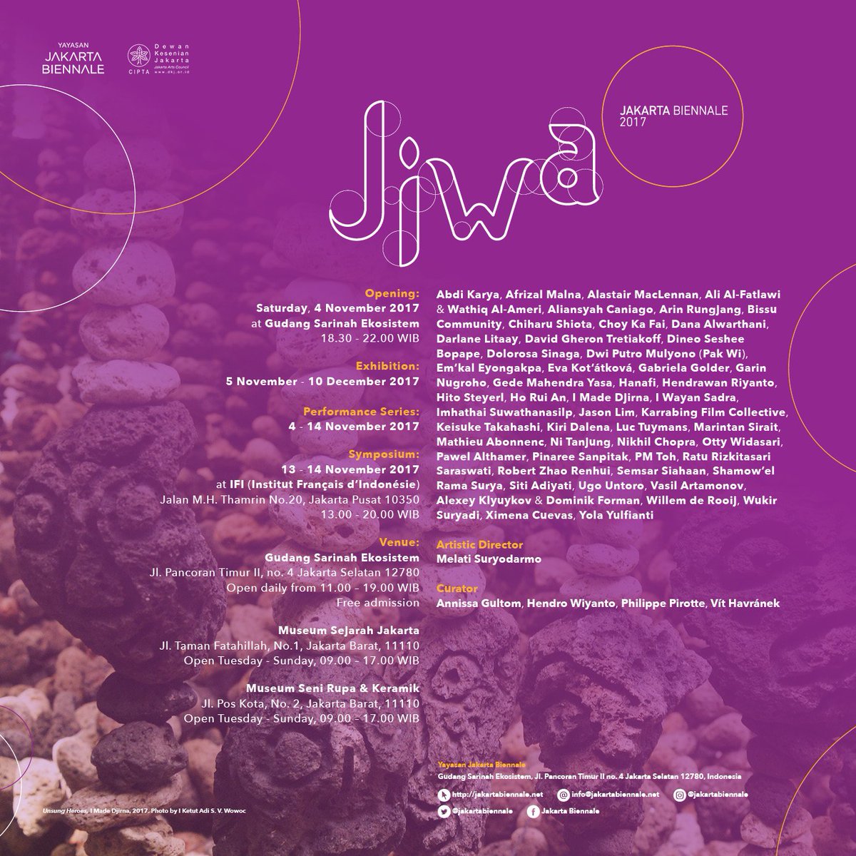 TraxJKT's tweet photo. JIWA: Jakarta Biennale 2017 hadir kembali di tiga tempat seru di Jakarta! Cari tahu lokasi-lokasi dari pameran karya seni rupa kontemporer berikut di sini: https://t.co/Ms79hM00sB #JB2017 https://t.co/LxIVlAdX2T