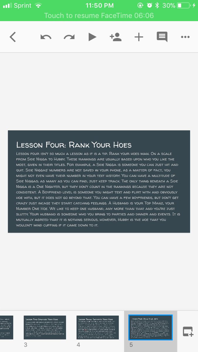 cmlyssaa's tweet photo. T just sent me this and said "my PowerPoint on how to be a hoe" https://t.co/90nyUECNZp
