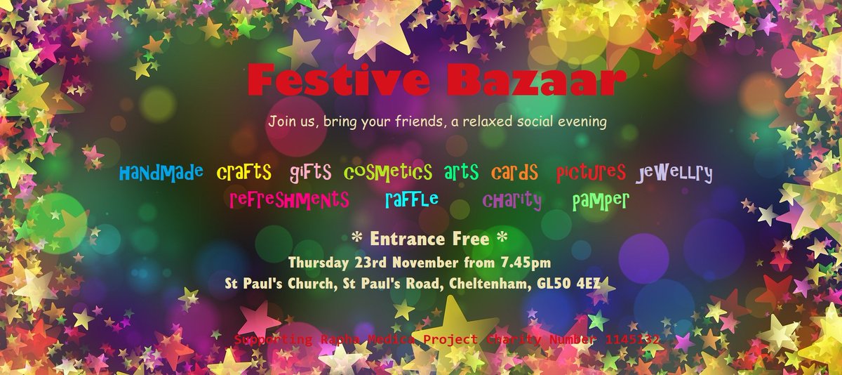Sorry for a very long Twitter silence! Lots going on at this time of year starting with tonight's Festive Bazaar in aid of <a href="/raphamedica/">Julia Withers</a> our mission partners in Nigeria. Lots of fabulous, handcrafted gifts and cards to choose from, entry free, bring friends!