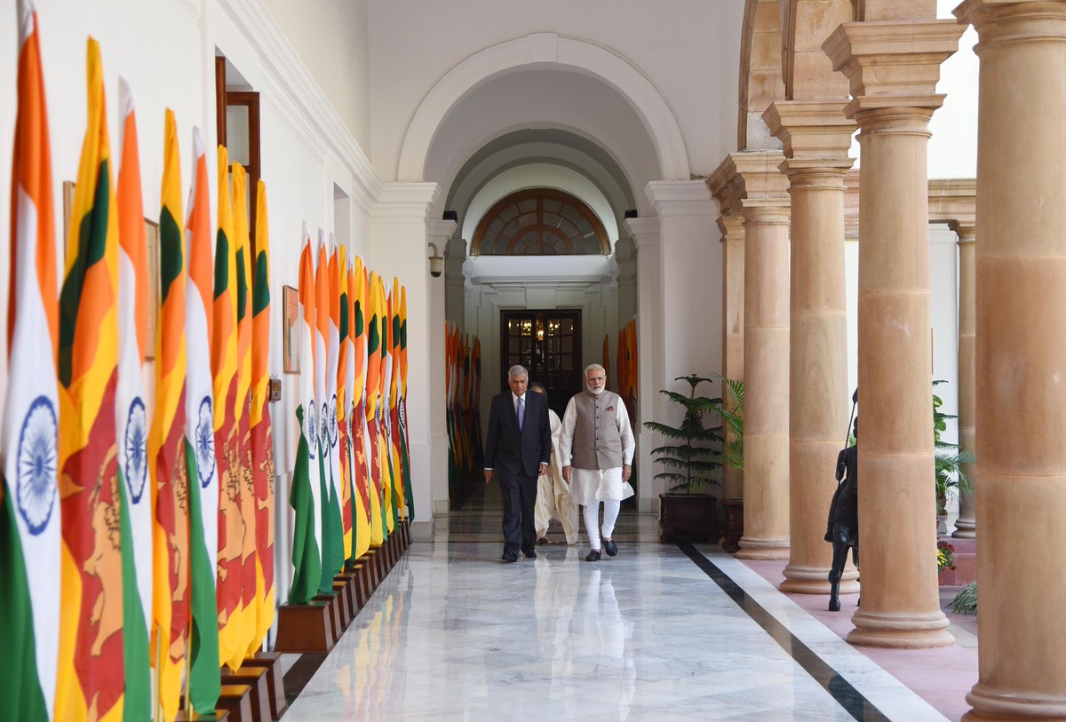 narendramodi's tweet photo. Held talks with the Prime Minister of Sri Lanka, Mr. Ranil Wickremesinghe. @RW_UNP https://t.co/R2eIVf7Gkm