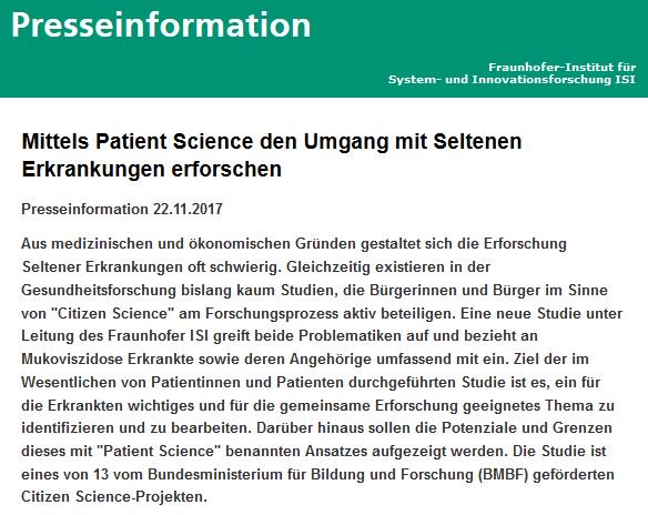 FraunhoferISI's tweet photo. Eine neue #PatientScience Studie des @FraunhoferISI bezieht an #Mukoviszidose Erkrankte umfassend ein und erforscht den Umgang mit #SeltenenKrankheiten https://t.co/SQaJkc5OSn #CitizenScience https://t.co/egmFxEU7HI