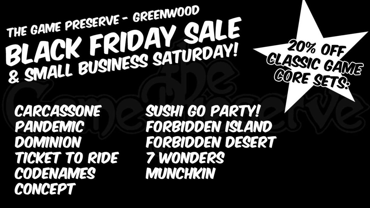 GamePreserve's tweet photo. #BlackFriday Deals for the Game Preserve - Greenwood Location https://t.co/eX4KsIF9kq