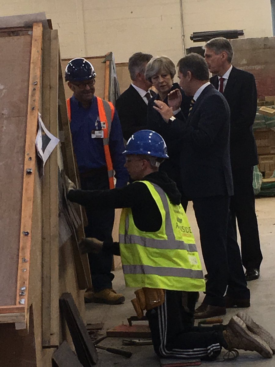 lcb_roofing's tweet photo. Theresa May visit to @lcb_roofing chatting to tutor and students https://t.co/QtPynP9KrO