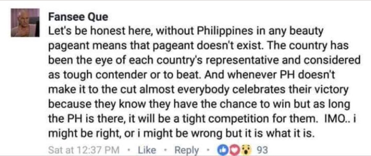 MariaaVenusRaj's tweet photo. Naniniwala ba kayo dyan? Pero real talk ha, hindi sa pagmamayabang may point siya. Pero, explain niyo skn why you think it’s right or why is it wrong? Don’t forget the hashtag sa bawat tweet! 

#MissUniverse #Philippines https://t.co/IRcbYdtrhx