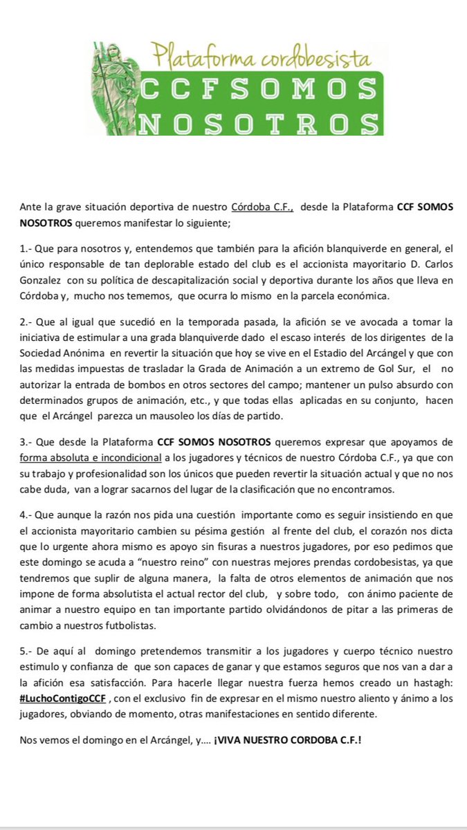 CcfSomosNosotrs's tweet photo. COMUNICADO PLATAFORMA!! https://t.co/VHSKVPwWYl