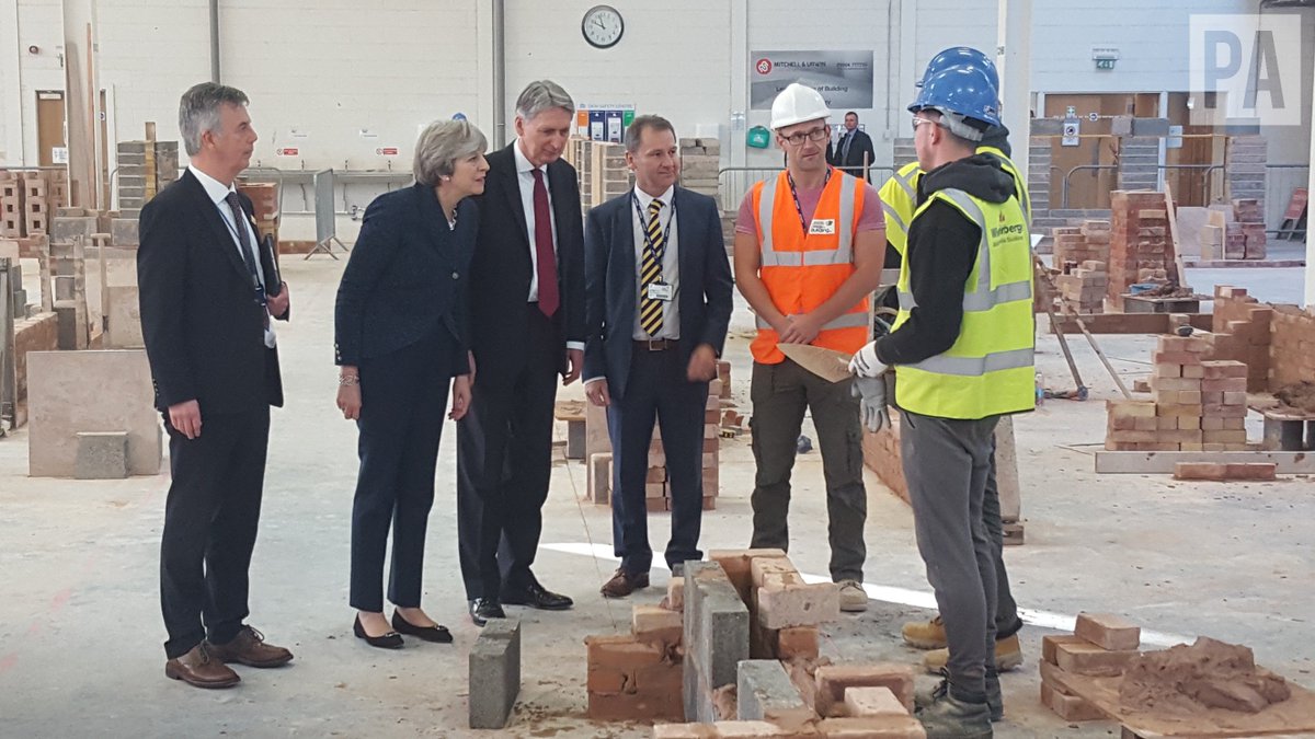 DaveHiggensPA's tweet photo. "I want to reignite the dream of home ownership once again!" - @theresa_may after meeting students at @LCB_Building with @PhilipHammondUK https://t.co/i5N1OEidA6