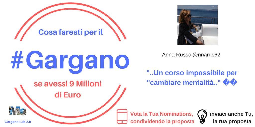garganolab2_0's tweet photo. #Vota la tua nominations 💡condividendo la proposta di @nnarus62 per innescare una visione strategica per il #Gargano 👍🏻 Inviaci anche Tu, la tua proposta #Garganoismore 📲 https://t.co/OdANYB4Axk