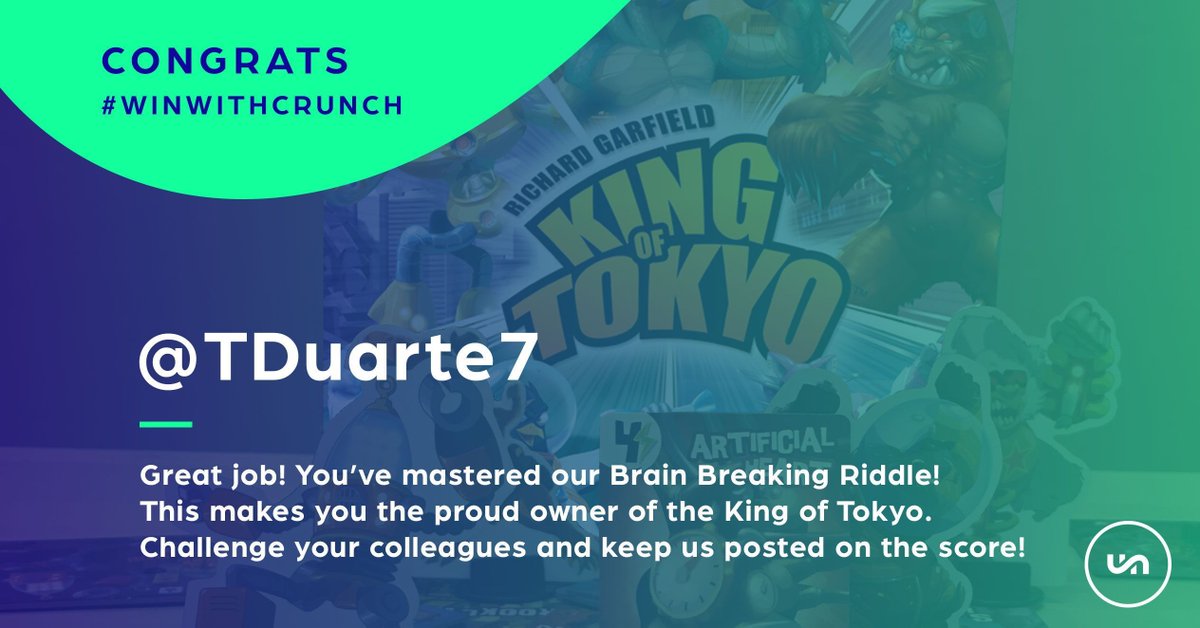 crunchanalytics's tweet photo. We have a winner! @TDuarte7
Congratulations on winning our #Websummit contest! Keep an eye on your mailbox because The King of Tokyo is on your way. #winwithcrunch #kingoftokyo #letthegamesbegin #datascience https://t.co/d8COLMmRDl