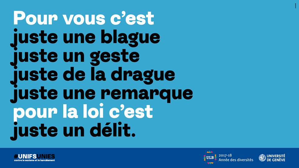 ULBruxelles's tweet photo. "Pour vous c'est juste une blague..."

Stop au #sexisme et au #harcèlement à l'université - @UNIGEnews #UNIFUNIES #ULB
https://t.co/2JmWHEfBET https://t.co/7XwOVIrM9n
