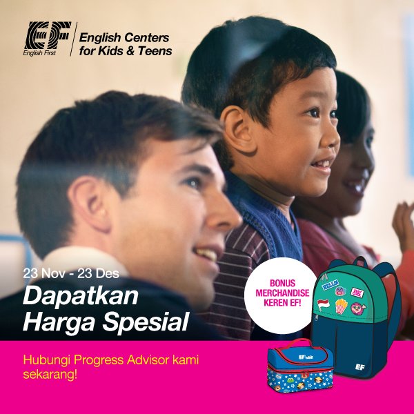 Khusus untuk siswa EF, dapatkan harga spesial dari kami! 
Bonus juga merchandise keren dari EF.
Kunjungi Center EF Yogyakarta atau telp 0274-586746 🤗
