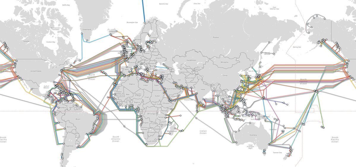 lastelecos's tweet photo. Map of the Underwater Cables That Supply the World's Internet
Source: https://t.co/encocCLRMk via @Amazing_Maps https://t.co/tdUsnnnjcH