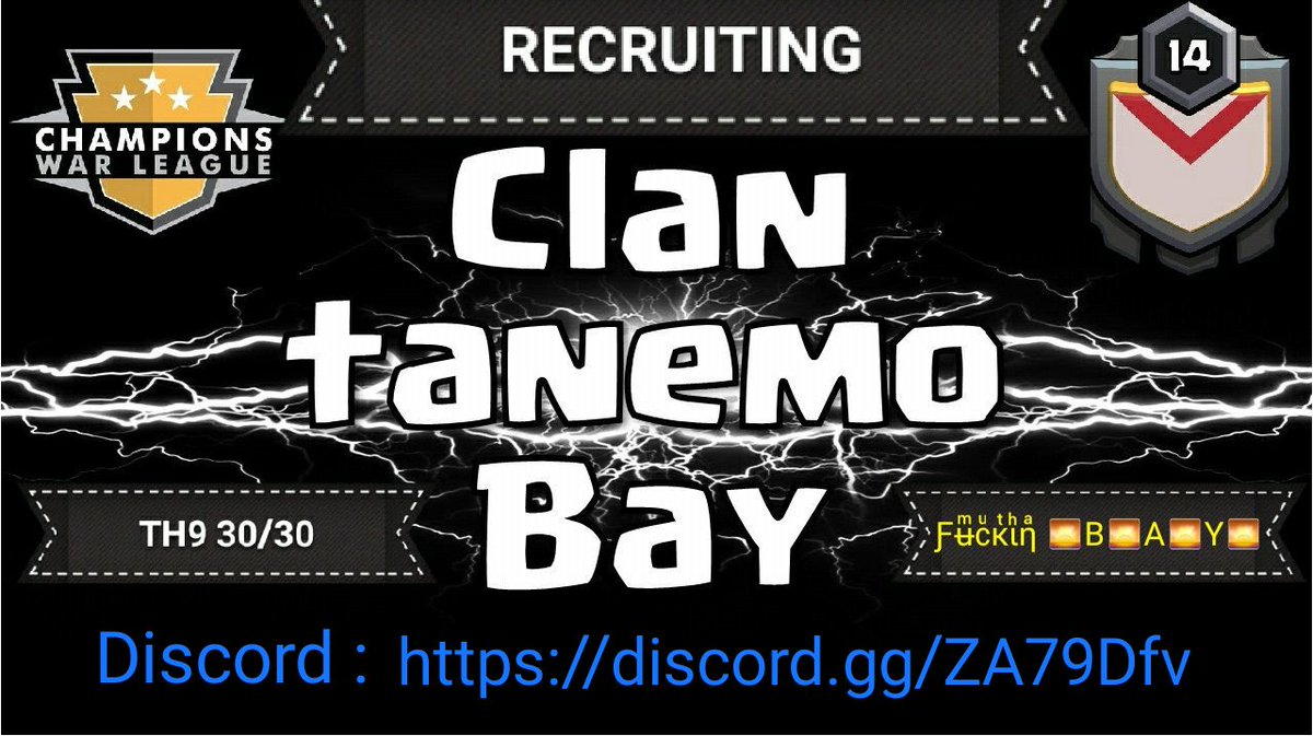 <a href="/ClantanemoBay/">Clantanemo Bay</a> <a href="/champwarleague/">Champions War League</a> <a href="/ClashofClans/">Clash of Clans</a> 

Looking to revamp our TH9 lineup for season 4!!!! No better place to hang out, then down by the Ƒʉͫcͧкͭιͪηͣ 🌅B🌅A🌅Y🌅