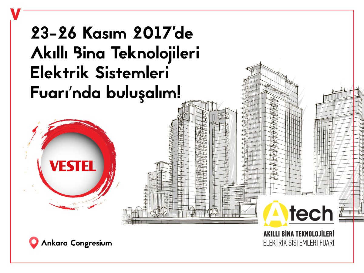 vestelledlight's tweet photo. 23-26 Kasım 2017’de Akıllı Bina Teknolojileri Elektrik Sistemleri Fuarı’nda buluşalım! @atechfuari #akıllıbina #LEDinLideri #vestelLED #vestelledlight https://t.co/EjGGyfM5XL