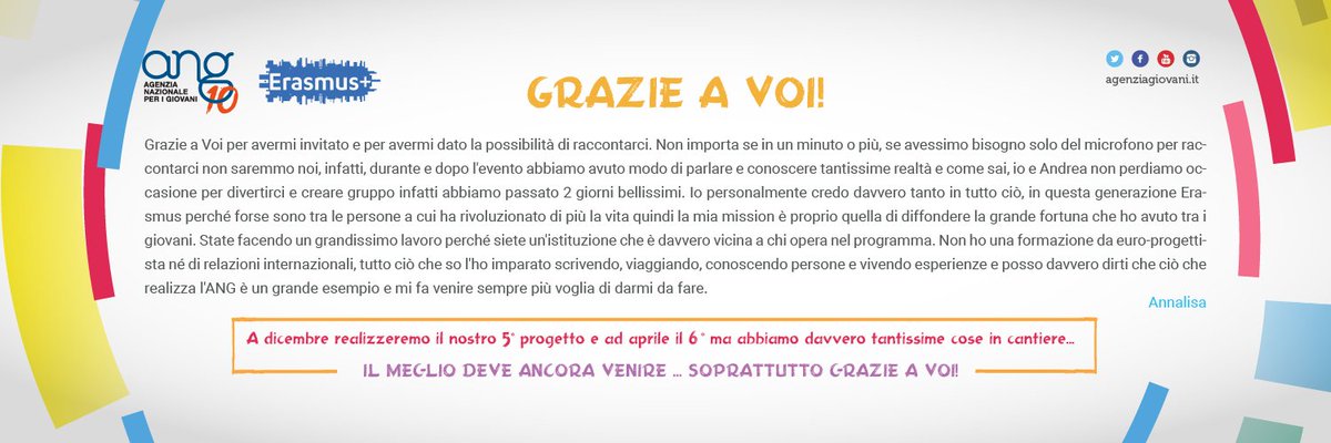 AgenziaGioventu's tweet photo. Le vostre parole, le vostre emozioni, il vostro percorso, sono la nostra soddisfazione più grande! Ecco alcuni messaggi ricevuti dopo #Ang10.. e ricordiamoci che #IlMeglioDeveAncoraVenire @giacomo_darrigo https://t.co/TzvFirJLvS