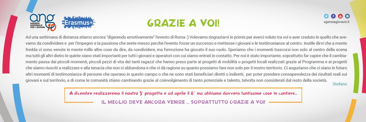 AgenziaGioventu's tweet photo. Le vostre parole, le vostre emozioni, il vostro percorso, sono la nostra soddisfazione più grande! Ecco alcuni messaggi ricevuti dopo #Ang10.. e ricordiamoci che #IlMeglioDeveAncoraVenire @giacomo_darrigo https://t.co/TzvFirJLvS