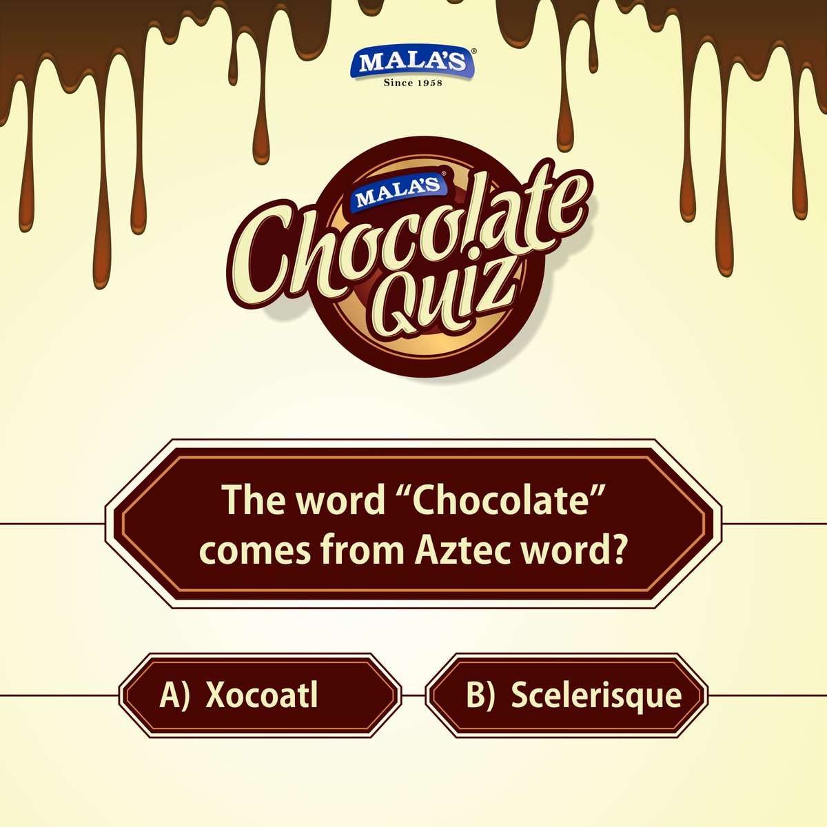 malas_fruit's tweet photo. Hey Chocolate lover here is an interesting chocolate quiz for you?😊😊 #ThursdayMotivation #chocolate #quiz plz RT https://t.co/Ru62A7DeOG