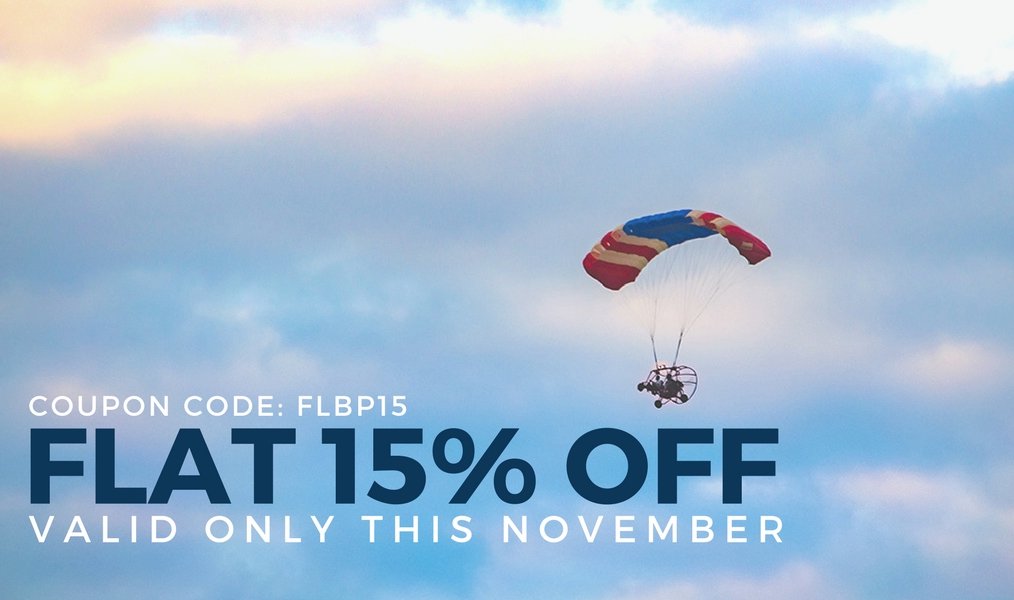 flyboy_aviation's tweet photo. Last chance to avail FLAT 15% DISCOUNT on your flight bookings!! Use coupon code FLBP15 and fly high! #Paramotor #weekendoffers #Delhi #NCR #DiscountCode #Coupon #AdventureAwaits #Adrenaline https://t.co/zRtcbVUjo2