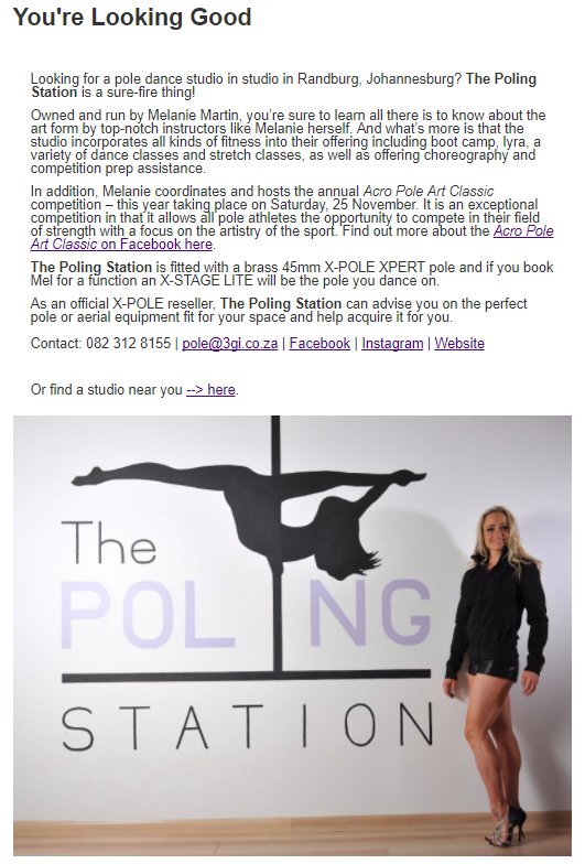 XPoleSA's tweet photo. #StudioSpotlight: Looking for an #inpoleposition studio in Randburg? Look no further than The Poling Station...
And if you're in the area this weekend get your tickets to the Acro Pole Art Classic too! https://t.co/xZDJUEBZOa