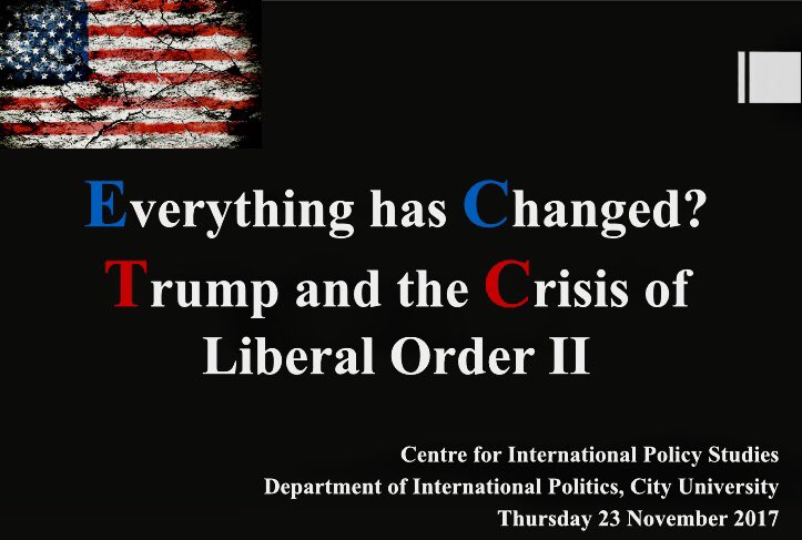 Looking forward to today’s panel: 

@Cityintpolitics @USEmpire @londonvinjamuri @DocMarkLedwidge 
#Trump #TrumpAdministration #debate #AcrWri #highered #LSE #CityUniversity #UWLCriminology #university #education #politics #event #seminar #Discussion