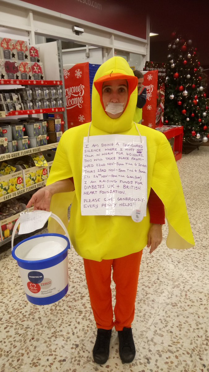 40 hour sponsored silence day 1 of 3 I've raised £200 #Tesco #bhf #diabetes #charity #fundraising justgiving.com/joanne-payne21 @Victoria4DUKBHF 26 hrs and 30 minutes to go!!