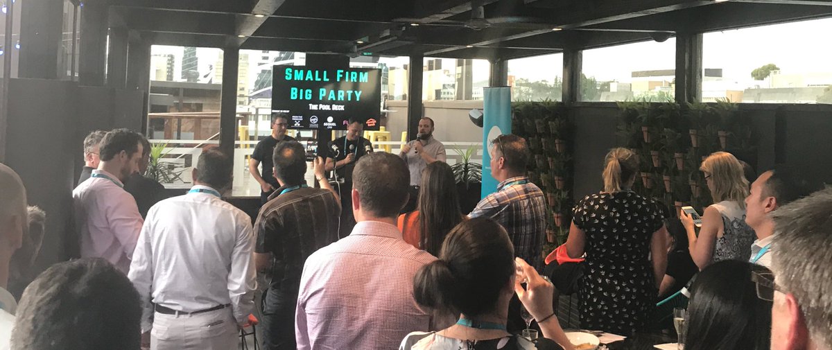 AmyBrandmeier's tweet photo. The night has kicked off here at small firm big party event with a podcast feat. @trentinnes #sfbp https://t.co/zFDss4G29o