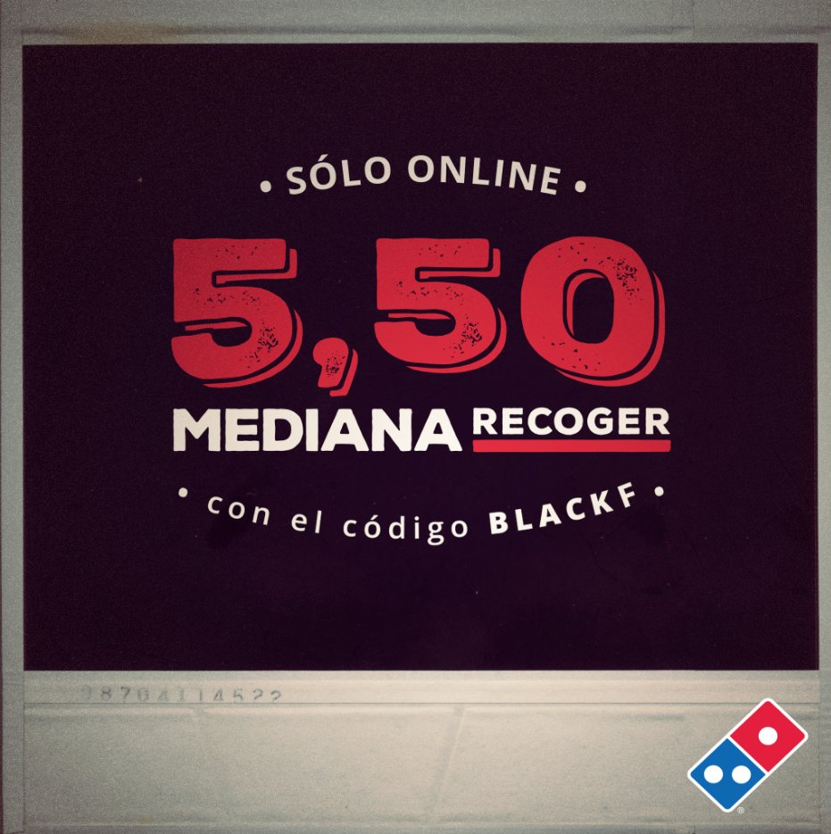 DominosPizza_ES's tweet photo. Lo habéis conseguido, aquí tenéis la promo de #BlackFriday Usa el código BLACKF en nuestra web: https://t.co/4kR905LDPA y disfruta de tu mediana a recoger a partir de 5,50€ hasta el domingo 😏 https://t.co/3djt8MAiuI