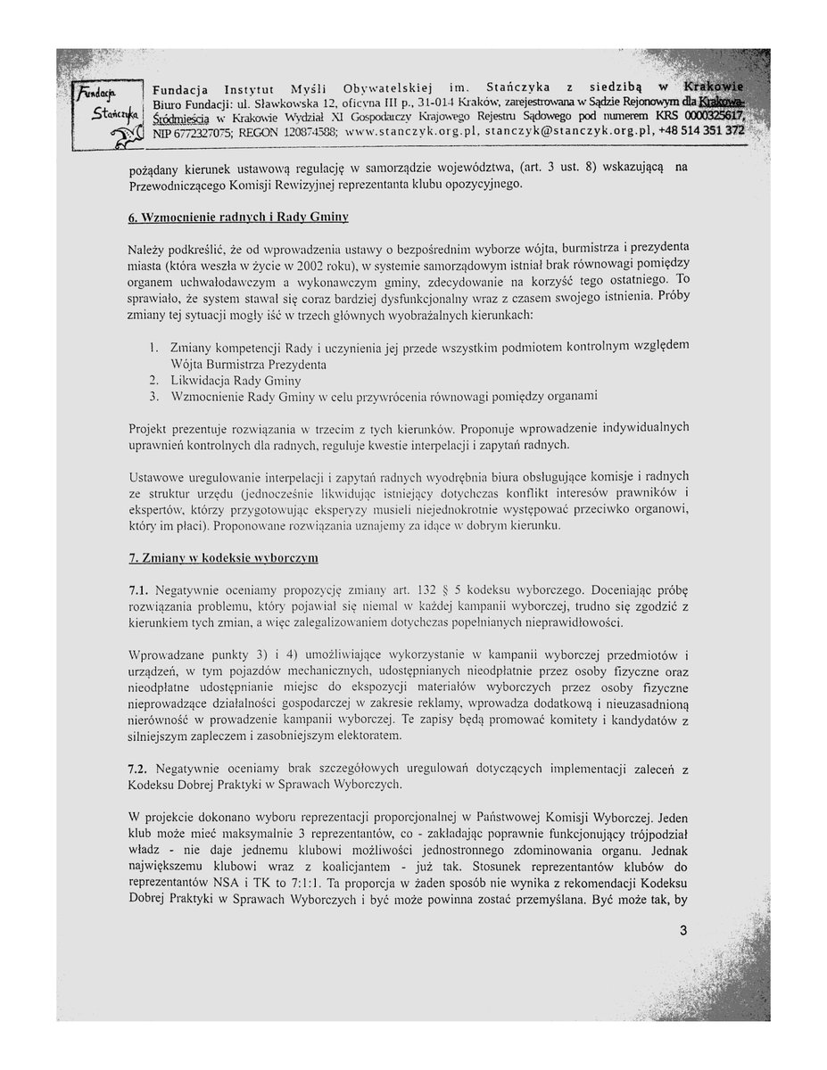 stanczykorgpl's tweet photo. Nasze stanowisko ws. ustawy o zmianie niektórych ustaw w celu zwiększenia udziału obywateli w procesie wybierania, funkcjonowania i kontrolowania niektórych organów publicznych. PDF: https://t.co/yupMjxbN6o #kodekswyborczy #samorząd @JanNiedospial https://t.co/ljeyxmTgX9